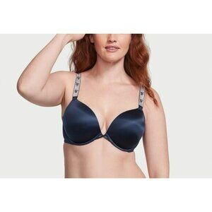 BNWT  Victoria's Secret Shine Strap Smooth Bombshell Navy Push Up Bra